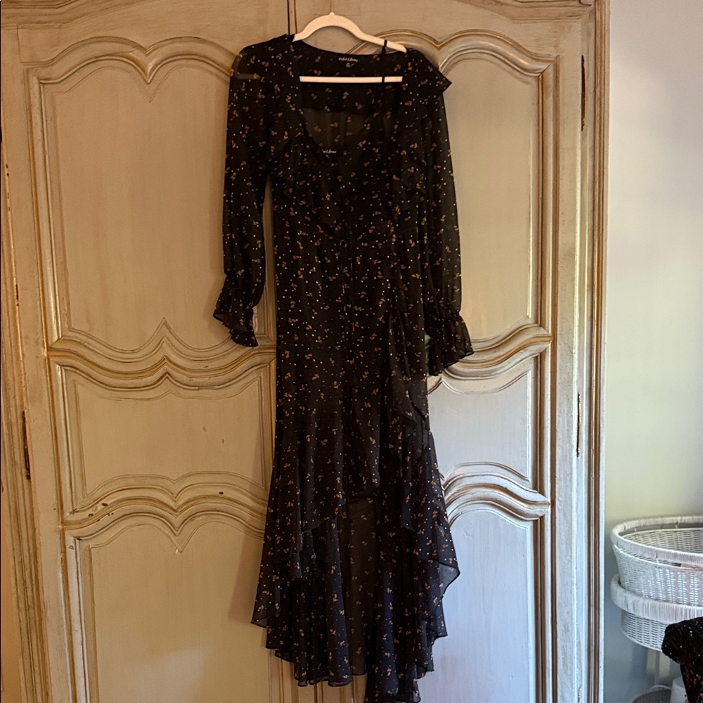 For Love And Lemons Black Floral Long Sleeve Dress